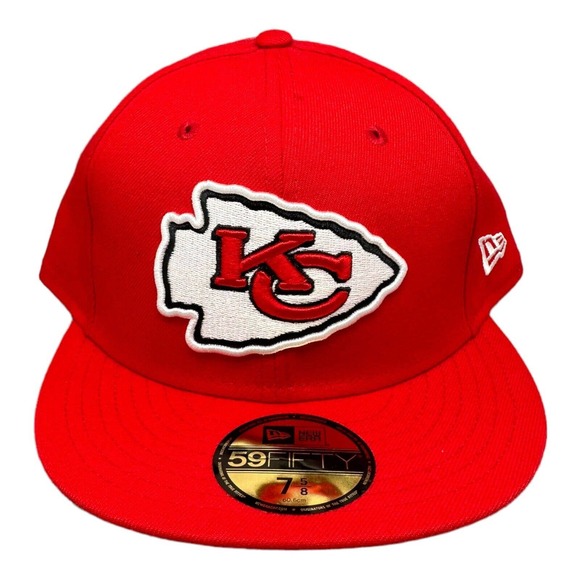 New Era 59FIFTY Fitted Kansas City Chiefs Team Basics Hat Men's‎ Sz 7-5/8 - Picture 1 of 8
